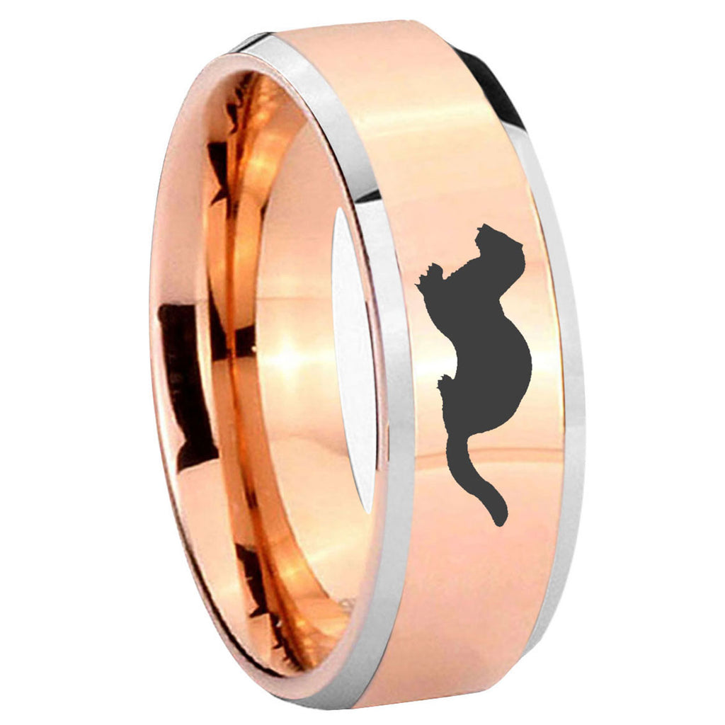 10mm Otter Beveled Edges Rose Gold Tungsten Wedding Bands Ring