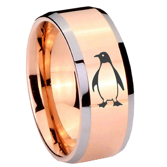 10mm-Penguin-Beveled-Edges-Rose-Gold-Tungsten-Wedding-Bands-Ring