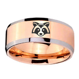 10mm-Raccoon-Animal-Beveled-Edges-Rose-Gold-Tungsten-Wedding-Bands-Ring