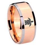 8mm Sea Turtle Beveled Edge Rose Gold Tungsten Men's Bands