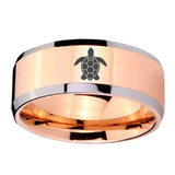 5, 8mm Sea Turtle Beveled Edge Rose Gold Tungsten Men's Bands