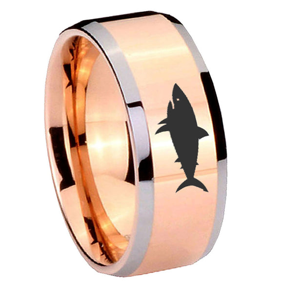 10mm-Shark-Beveled-Edges-Rose-Gold-Tungsten-Wedding-Bands-Ring