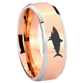 10mm Shark Beveled Edges Rose Gold Tungsten Wedding Bands Ring