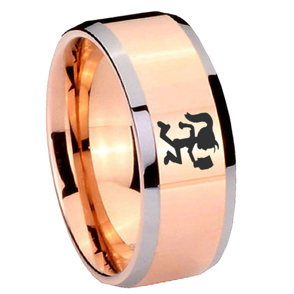 10mm-Hatchet-Woman-Beveled-Edges-Rose-Gold-Tungsten-Wedding-Bands-Ring