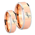 LA Dogers MLB Baseball Beveled Rose Gold Tungsten His Hers Ring Set