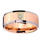 10mm-Army-Airborn-Beveled-Edges-Rose-Gold-Tungsten-Carbide-Engraved-Ring