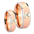 Rose Gold Beveled US Air Force 2 Tone Tungsten Wedding Set Rings