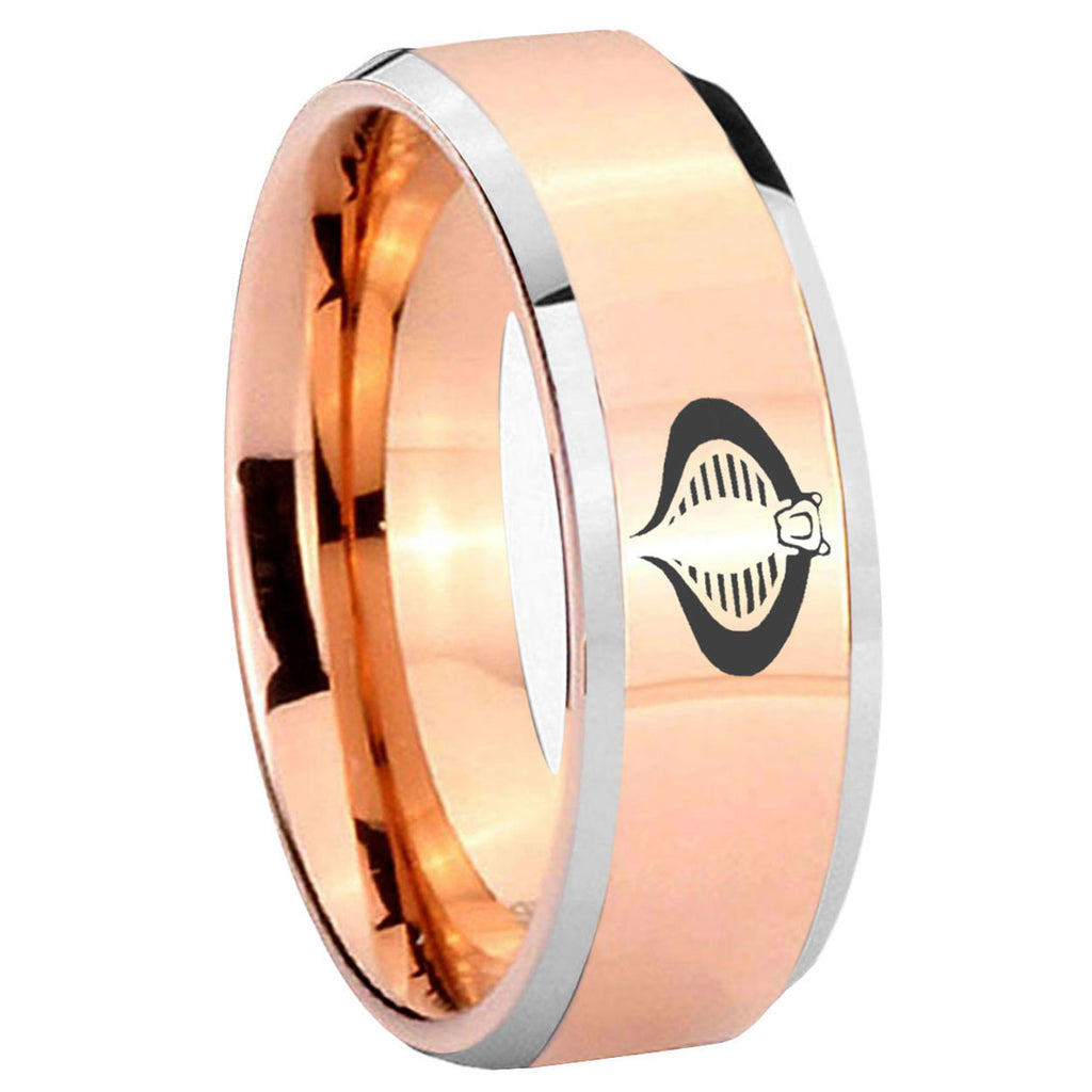 10mm Cobra Beveled Edges Rose Gold Tungsten Carbide Men's Bands Ring