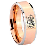10mm Dragon Beveled Edges Rose Gold Tungsten Carbide Mens Ring