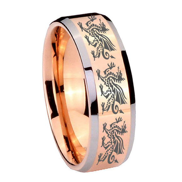 10mm-Multiple-Dragon-Beveled-Edges-Rose-Gold-Tungsten-Carbide-Bands-Ring