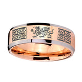 10mm-Multiple-Dragon-Celtic-Beveled-Edges-Rose-Gold-Tungsten-Custom-Mens-Ring