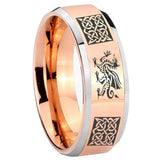 10mm Multiple Dragon Celtic Beveled Edges Rose Gold Tungsten Custom Mens Ring