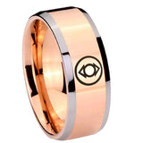 8mm Indigo Lanterns Beveled Edge Rose Gold Wedding Rings For Guys