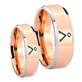 Stargate Beveled Edges Rose Gold Tungsten His and Hers