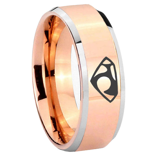 10mm House of Van Beveled Edges Rose Gold Tungsten Carbide Mens Wedding Band