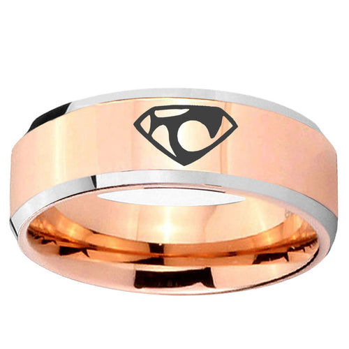 10mm House of Van Beveled Edge Rose Gold Tungsten Ring