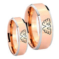 Waylon Jennings Beveled Edges Rose Gold Tungsten Mens Set Ring