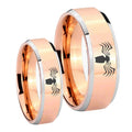 Spider Beveled Edges Rose Gold Tungsten Couple Band Set