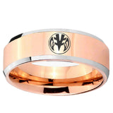 5, 8mm Love Power Rangers Beveled Edge Rose Gold Tungsten Ring