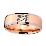 10mm-Seeing-Eye-Beveled-Edges-Rose-Gold-Tungsten-Carbide-Mens-Ring-Engraved
