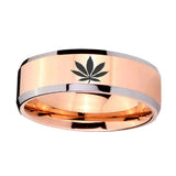 10mm-Marijuana-Leaf-Beveled-Edges-Rose-Gold-Tungsten-Mens-Ring-Personalized