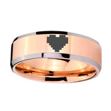 10mm-Beveled-Zelda-Heart-Rose-Gold-IP-2-Tone-Tungsten-Carbide-Men's-Ring