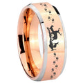 10mm Deer Hunting Beveled Edges Rose Gold Tungsten Wedding Bands Ring