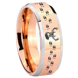 8mm Deer Antler Beveled Edges Rose Gold Tungsten Men's Wedding Ring