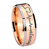 8mm-Heart-Beat-forever-Heart-always-Beveled-Edges-Rose-Gold-Tungsten-Mens-Ring
