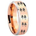 10mm Deer Tracks Beveled Edges Rose Gold Tungsten Carbide Wedding Band Ring