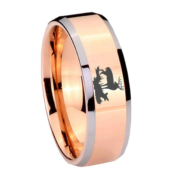 8mm-Deer-Hunting-Beveled-Edges-Rose-Gold-Tungsten-Carbide-Rings-for-Men
