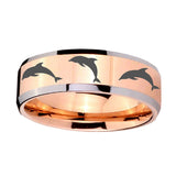 10mm-Dolphins-Beveled-Edges-Rose-Gold-Tungsten-Carbide-Wedding-Engraving-Ring