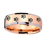 10mm-Paw-Print-Beveled-Edges-Rose-Gold-Tungsten-Carbide-Anniversary-Ring