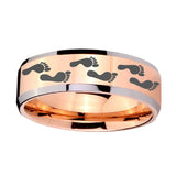 10mm-Foot-Print-Beveled-Edges-Rose-Gold-Tungsten-Carbide-Custom-Mens-Ring