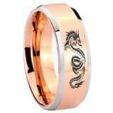 10mm Dragon Beveled Edges Rose Gold Tungsten Carbide Mens Anniversary Ring