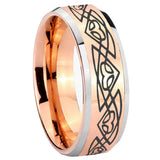 10mm Celtic Braided Beveled Edges Rose Gold Tungsten Wedding Bands Ring