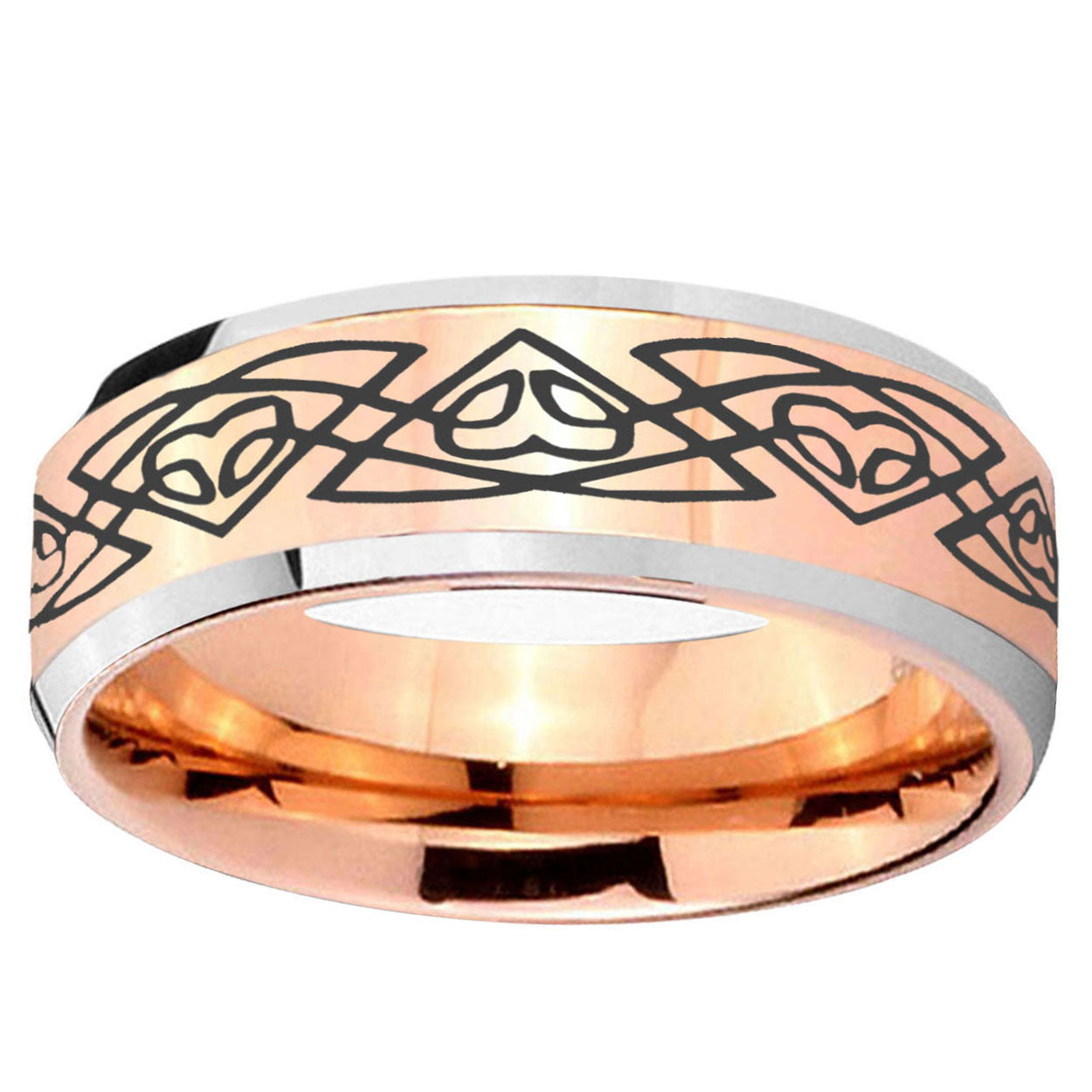 5MM Celtic Braided Beveled Rose Gold Tungsten Band