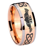 10mm-Irish-Claddagh-Beveled-Edges-Rose-Gold-Tungsten-Carbide-Wedding-Engraving-Ring