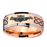 10mm-Irish-Claddagh-Beveled-Edges-Rose-Gold-Tungsten-Carbide-Wedding-Engraving-Ring