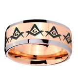 10mm-Masonic-Square-and-Compass-Beveled-Edges-Rose-Gold-Tungsten-Wedding-Bands-Ring