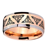 10mm-Celtic-Knot-Beveled-Edges-Rose-Gold-Tungsten-Wedding-Bands-Ring