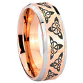 8MM Celtic Knot Beveled Rose Gold Tungsten Promise Ring