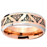 10mm Celtic Knot Beveled Edge Rose Gold Tungsten Wedding Bands Ring