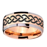 10mm-Laser-Celtic-Knot-Beveled-Edges-Rose-Gold-Tungsten-Wedding-Bands-Ring