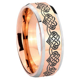 8mm Celtic Knot Heart Beveled Edges Rose Gold Tungsten Men's Wedding Ring