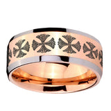 10mm-Medieval-Cross-Beveled-Edges-Rose-Gold-Tungsten-Wedding-Bands-Ring