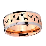 10mm-Flying-Geese-Hunting-Beveled-Edges-Rose-Gold-Tungsten-Wedding-Bands-Ring