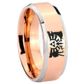 8MM Zelda Link Beveled Rose Gold Tungsten Wedding Band