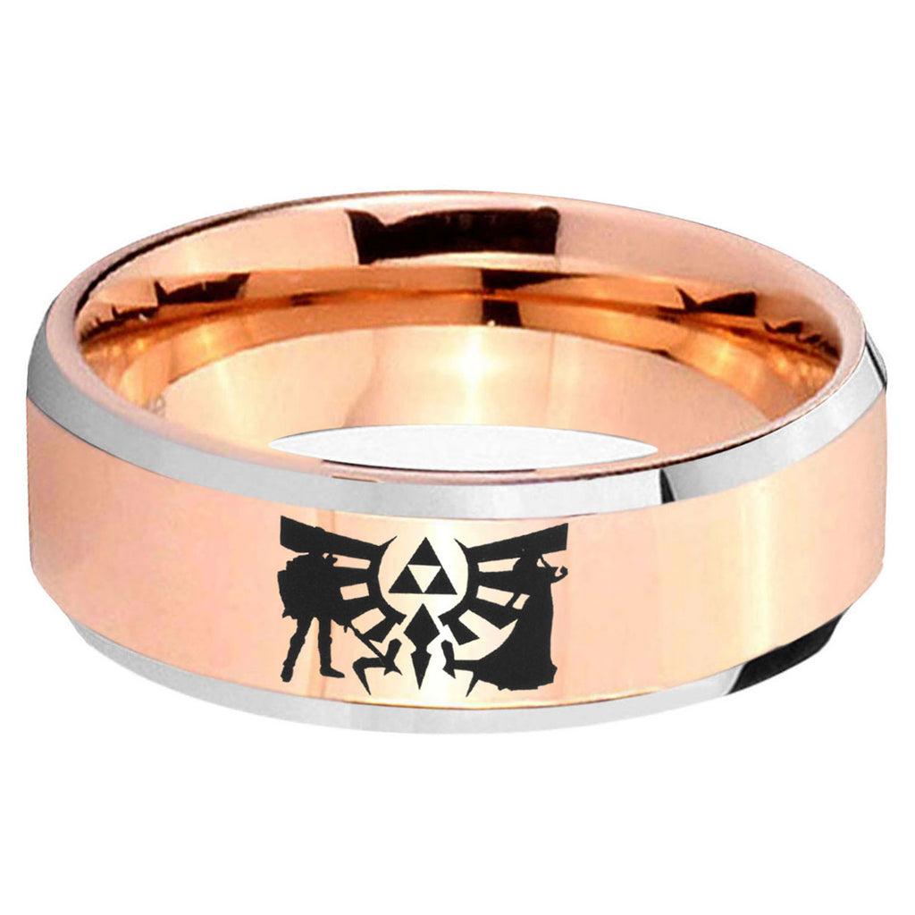 5MM Zelda Link Beveled Rose Gold Tungsten Wedding Band