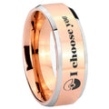 8MM Pokeball Pokemon Beveled Rose Gold Tungsten Wedding Band
